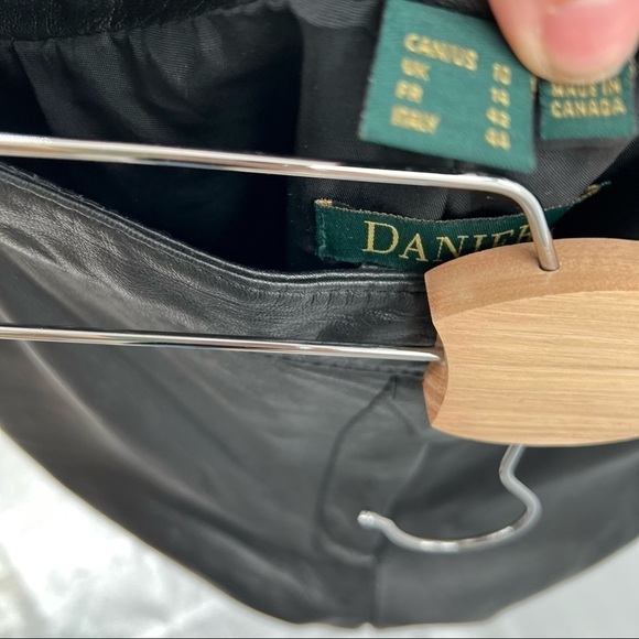 DANIER leather line leather black high rise pants size 10 - Picture 6 of 6